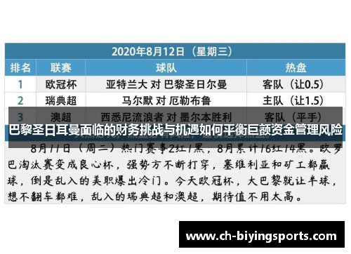 巴黎圣日耳曼面临的财务挑战与机遇如何平衡巨额资金管理风险