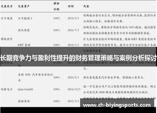 长期竞争力与盈利性提升的财务管理策略与案例分析探讨